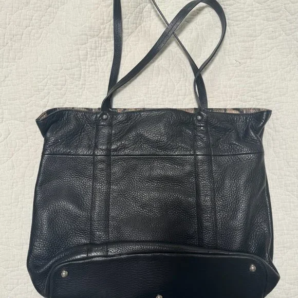 FURLA 100% Black Leather Tote Bag Pebbled Black - Picture 6 of 8